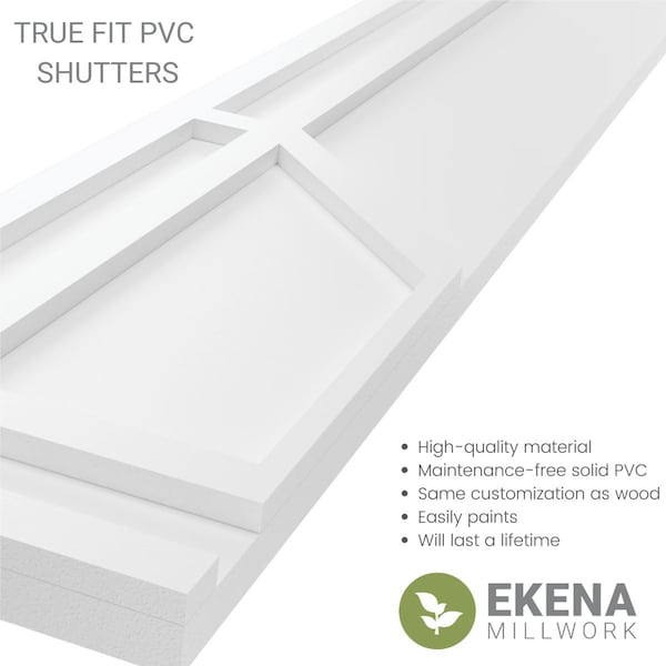 True Fit PVC Shaker Fixed Mount Shutters, Antigua, 15W X 41H